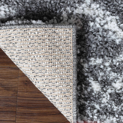  Superior Geometric Bohemian Indoor Plush Shag Area Rug - Cream-Black