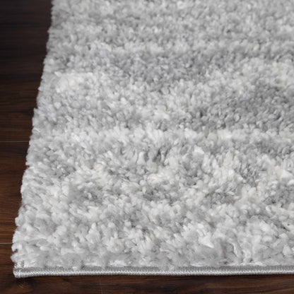  Superior Geometric Bohemian Indoor Plush Shag Area Rug - Cream-Grey