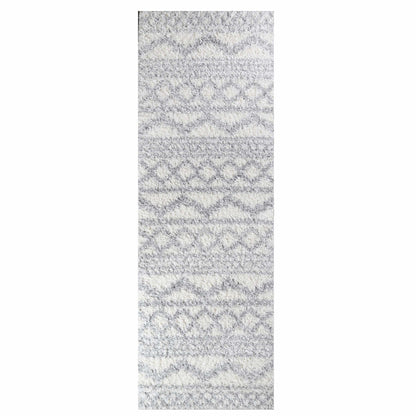  Superior Geometric Bohemian Indoor Plush Shag Area Rug - Grey-Cream
