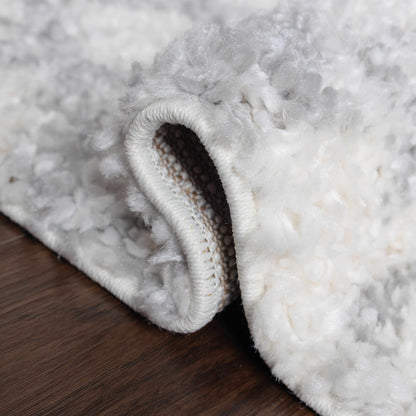  Superior Geometric Bohemian Indoor Plush Shag Area Rug - Grey-Cream