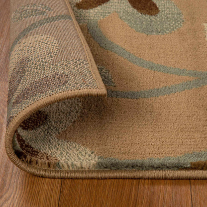 Rosette Medallion Geometric Power-Loomed Indoor Area Rug or Runner - Taupe