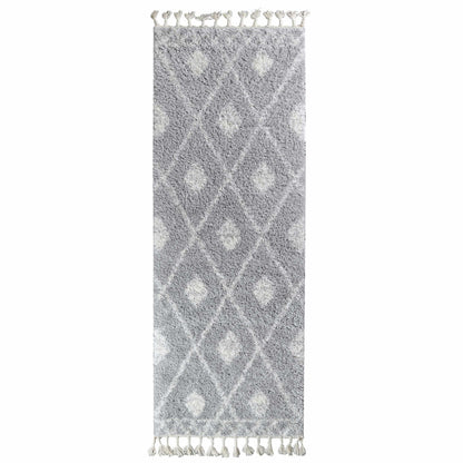  Superior Boho Tribal Geometric Indoor Shag Area Rug with Tassels - Cream-Grey