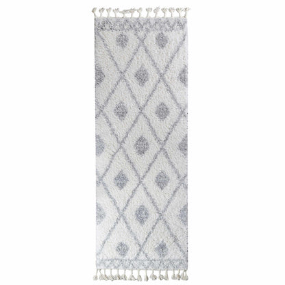  Superior Boho Tribal Geometric Indoor Shag Area Rug with Tassels - Grey-Cream