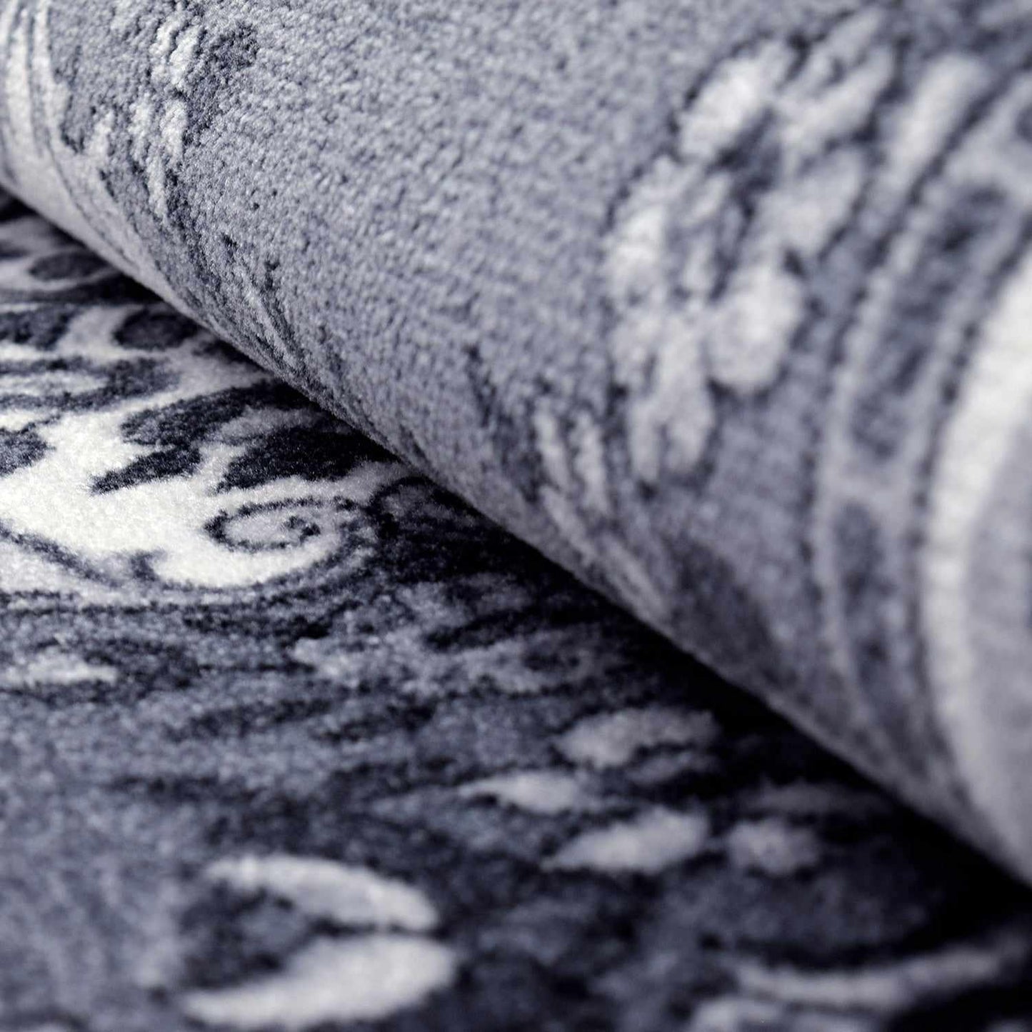  Seraphina Traditional Floral Non-Slip Indoor Area Rug Or Runner Rug Or Door Mat - Black-White