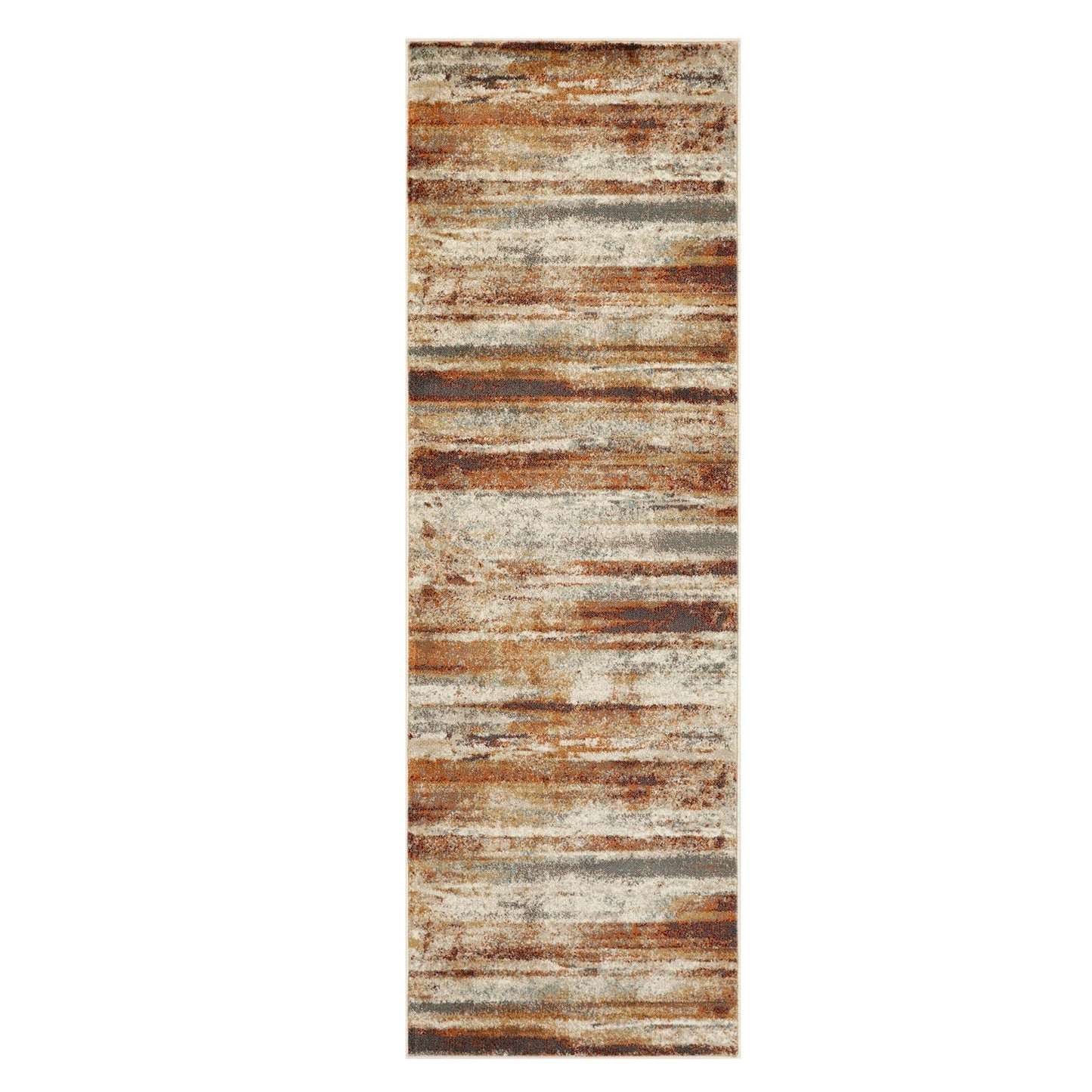 Superior Taia Striped Damask Indoor Area Rug or Runner - Rust-Cream