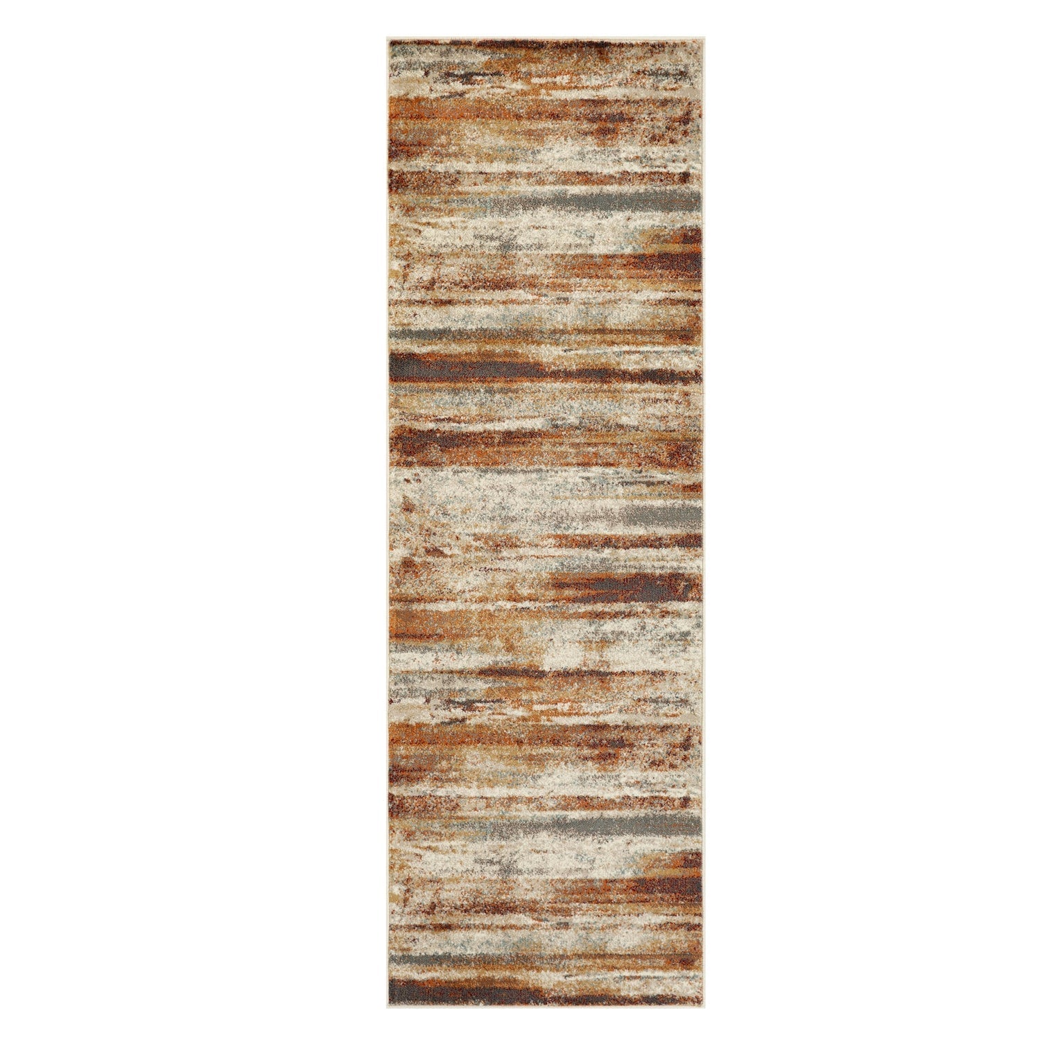 Superior Taia Striped Damask Indoor Area Rug or Runner - Rust-Cream