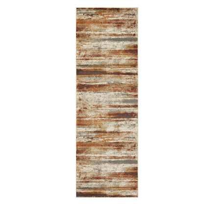 Superior Taia Striped Damask Indoor Area Rug or Runner - Rust-Cream