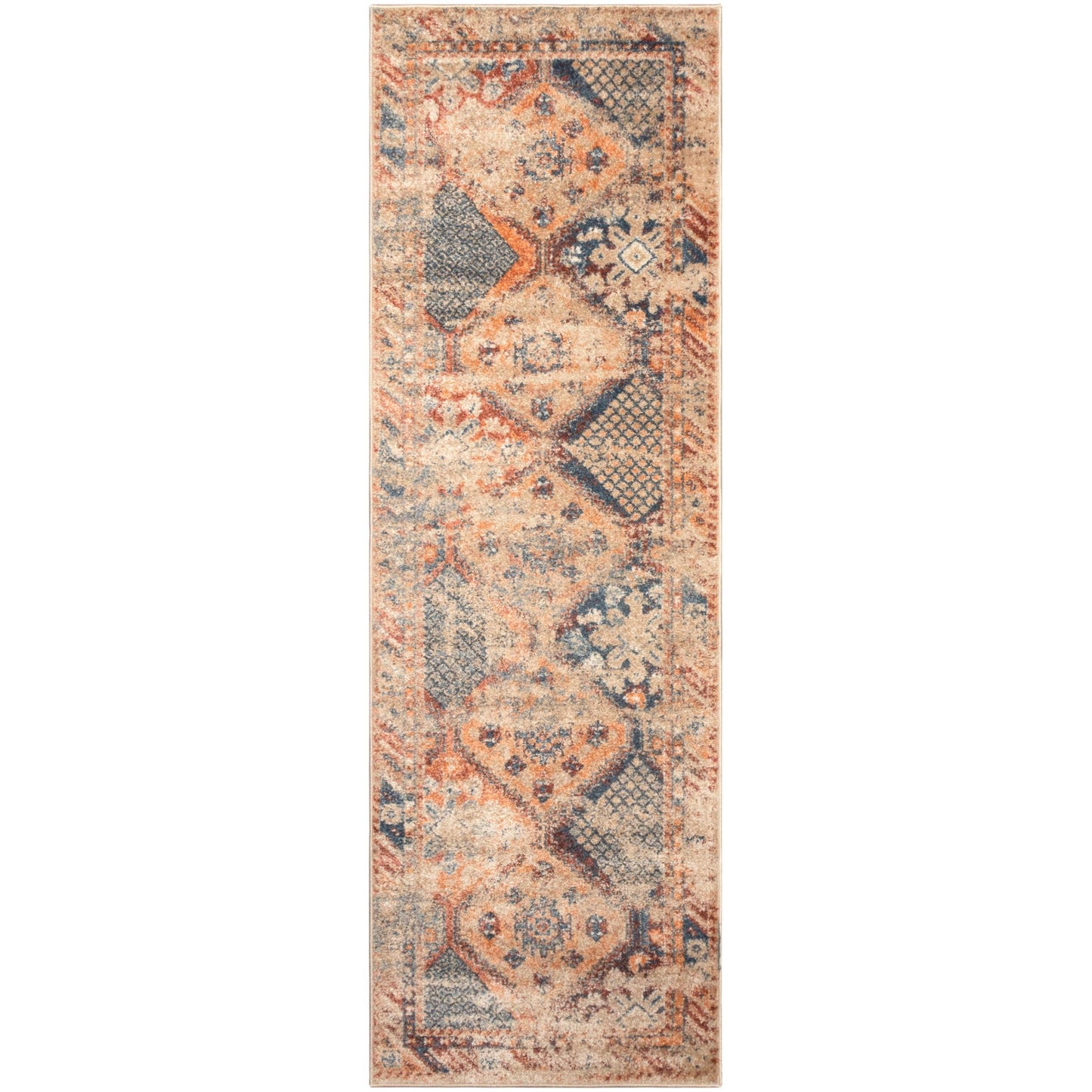 Superior Tyias Vintage Distressed Geometric Patchwork Medallion Indoor Area Rug