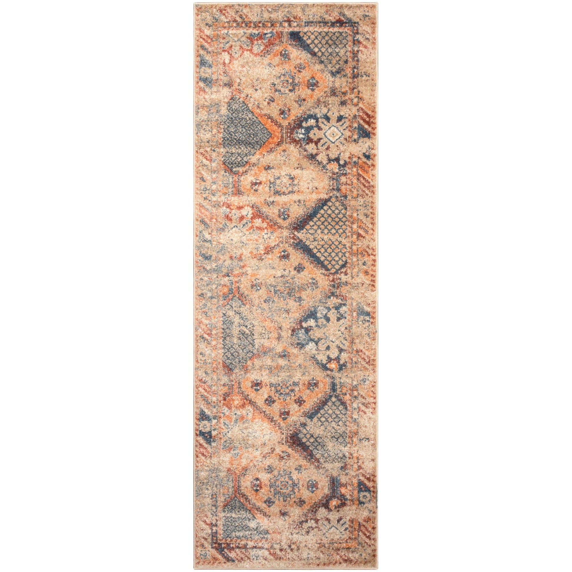 Superior Tyias Vintage Distressed Geometric Patchwork Medallion Indoor Area Rug