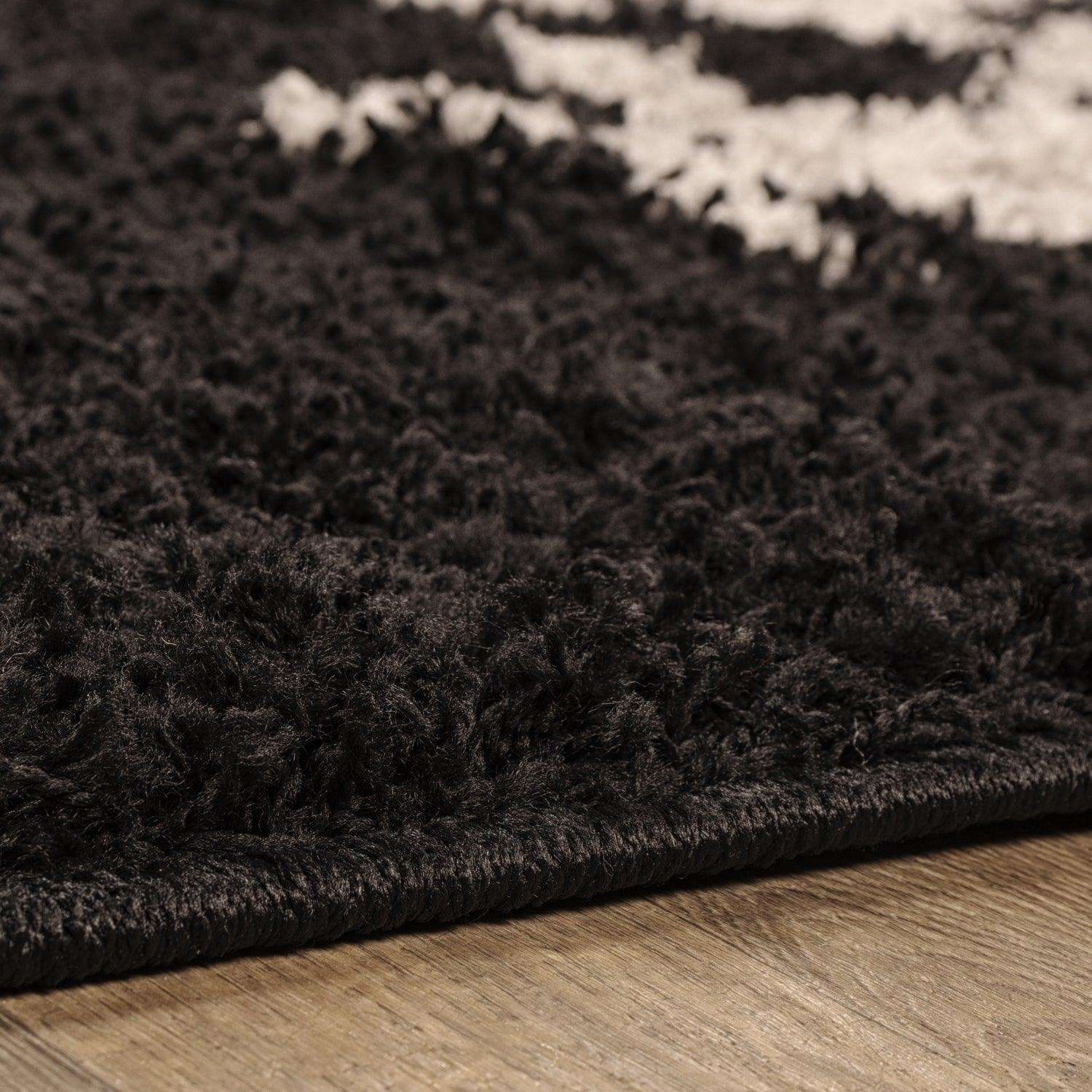  Superior Victorian Glam Floral Medallion Indoor Shag Area Rug - Black Charcoal