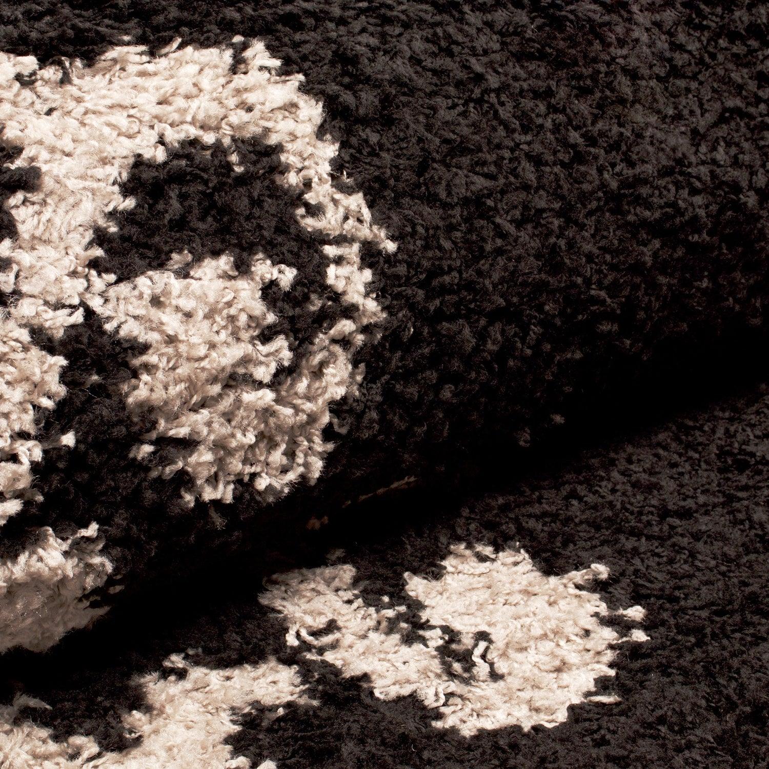  Superior Victorian Glam Floral Medallion Indoor Shag Area Rug - Black Charcoal