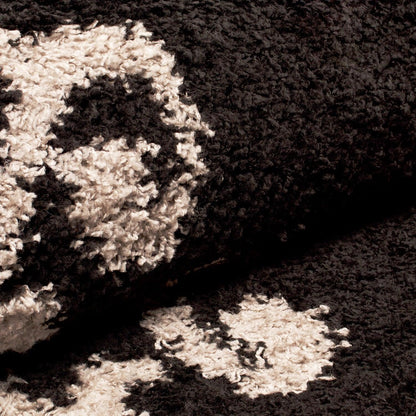  Superior Victorian Glam Floral Medallion Indoor Shag Area Rug - Black Charcoal