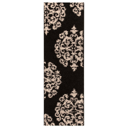  Superior Victorian Glam Floral Medallion Indoor Shag Area Rug - Black Charcoal