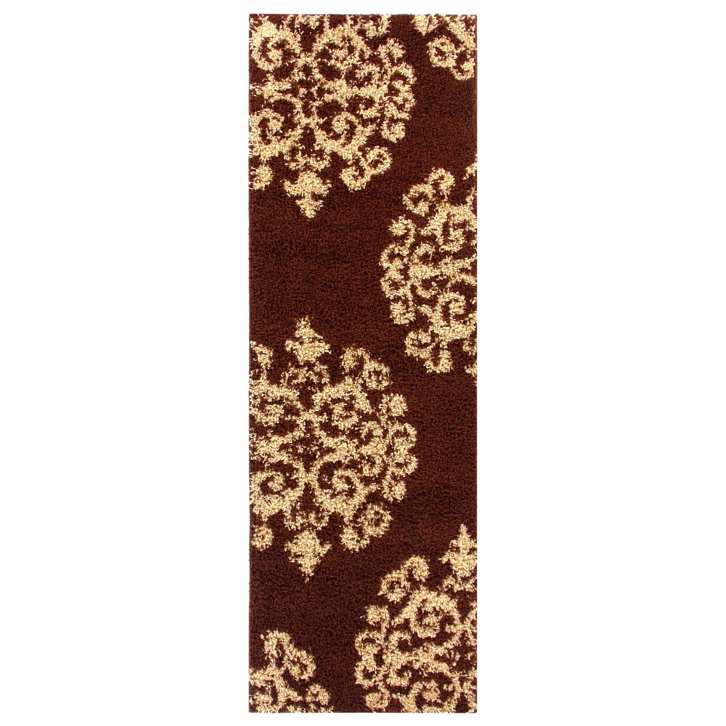  Superior Victorian Glam Floral Medallion Indoor Shag Area Rug - Black Gold