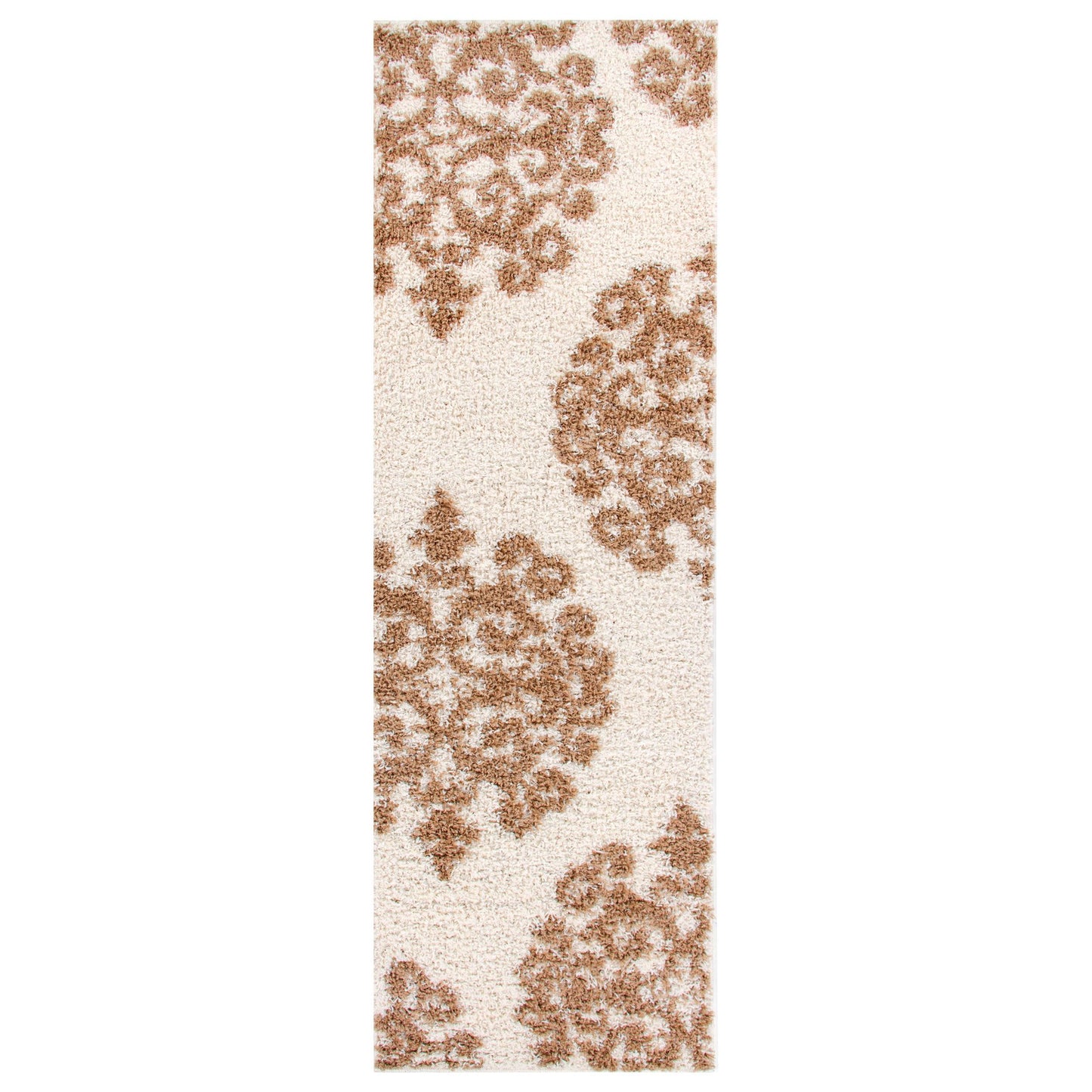  Superior Victorian Glam Floral Medallion Indoor Shag Area Rug - White Gold