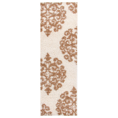  Superior Victorian Glam Floral Medallion Indoor Shag Area Rug - White Gold