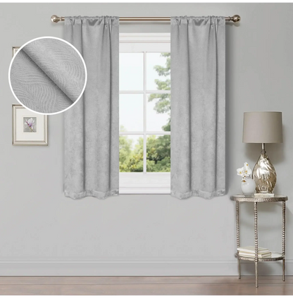 Wave Geometric Washable Room Darkening Blackout Curtains, Set of 2