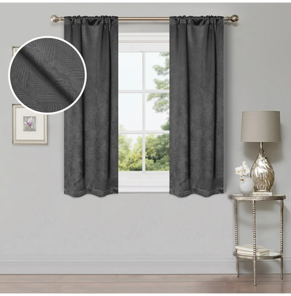 Wave Geometric Washable Room Darkening Blackout Curtains, Set of 2