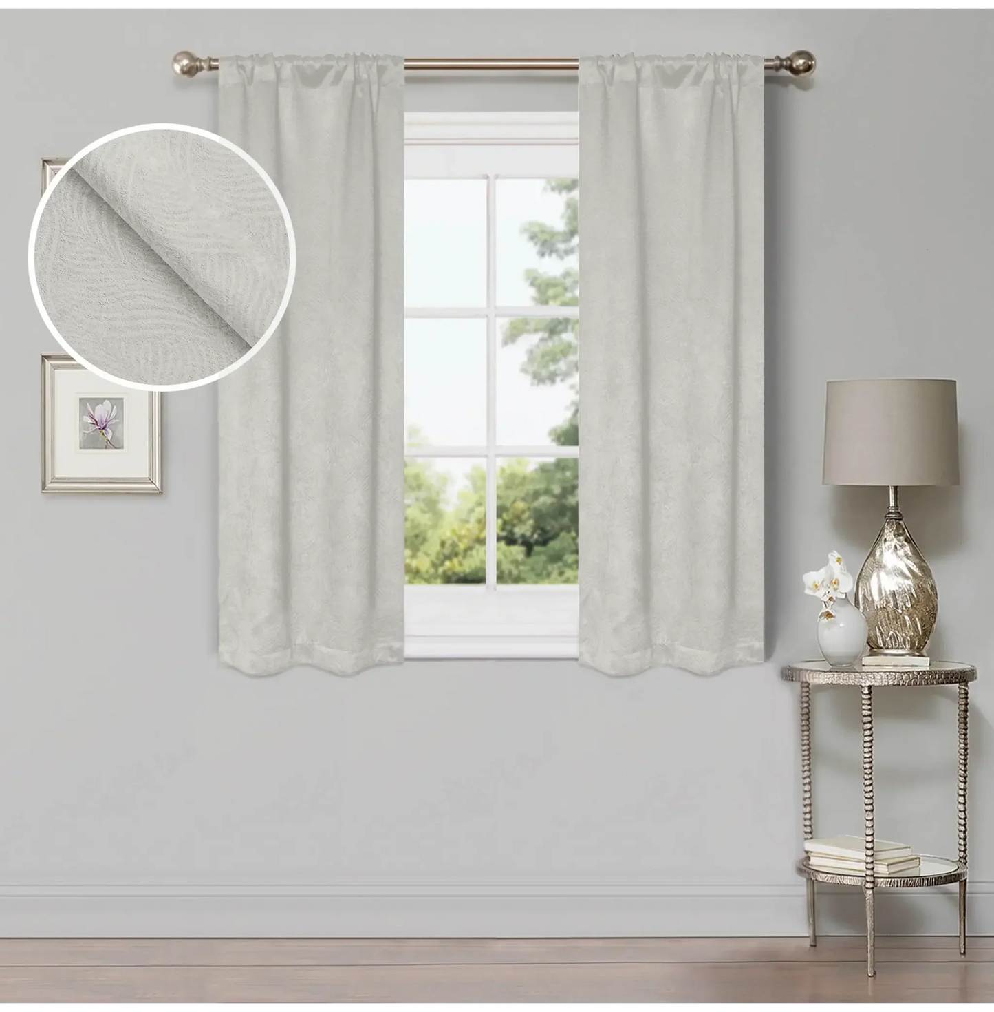 Wave Geometric Washable Room Darkening Blackout Curtains, Set of 2