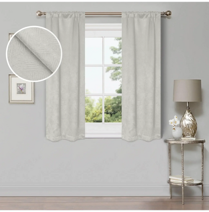 Wave Geometric Washable Room Darkening Blackout Curtains, Set of 2