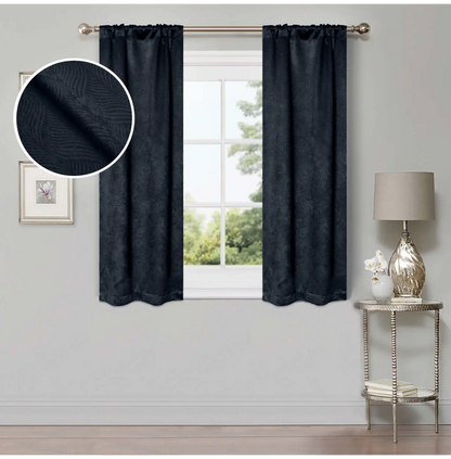 Wave Geometric Washable Room Darkening Blackout Curtains, Set of 2