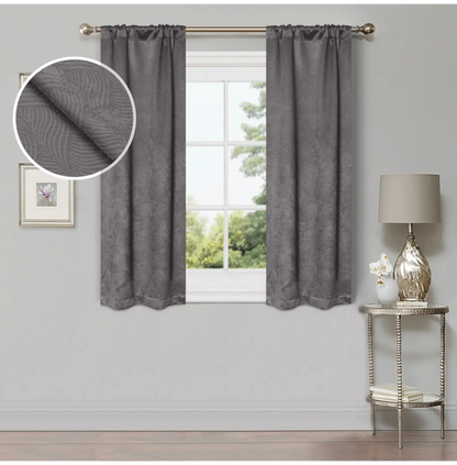 Wave Geometric Washable Room Darkening Blackout Curtains, Set of 2