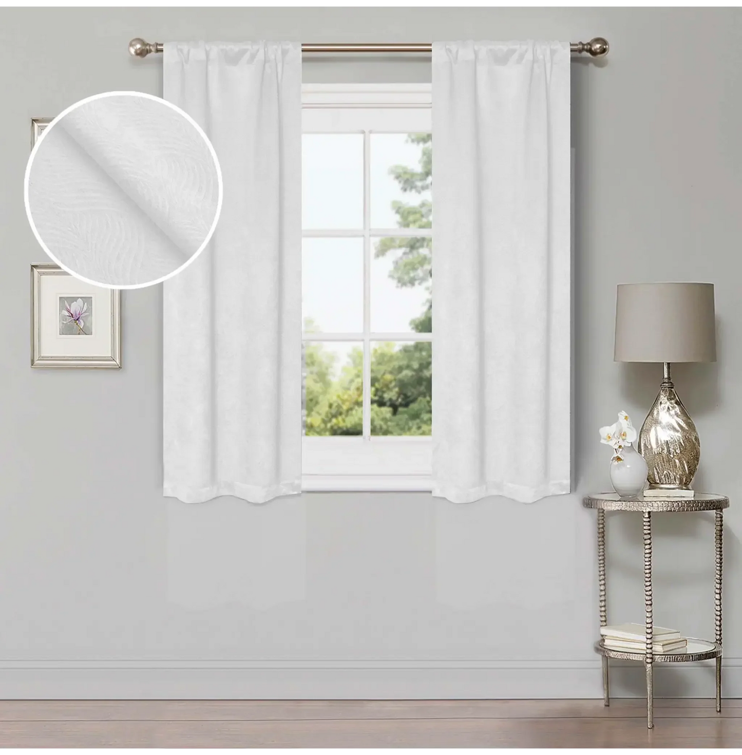 Wave Geometric Washable Room Darkening Blackout Curtains, Set of 2