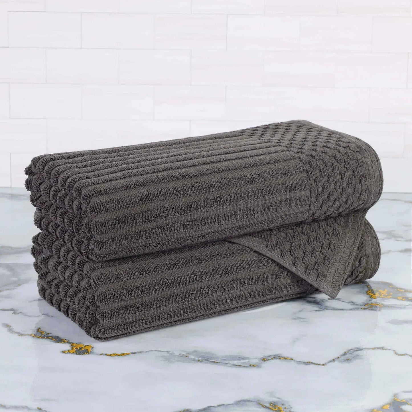 Soho Ribbed Textured Cotton Ultra-Absorbent Bath Towel Set