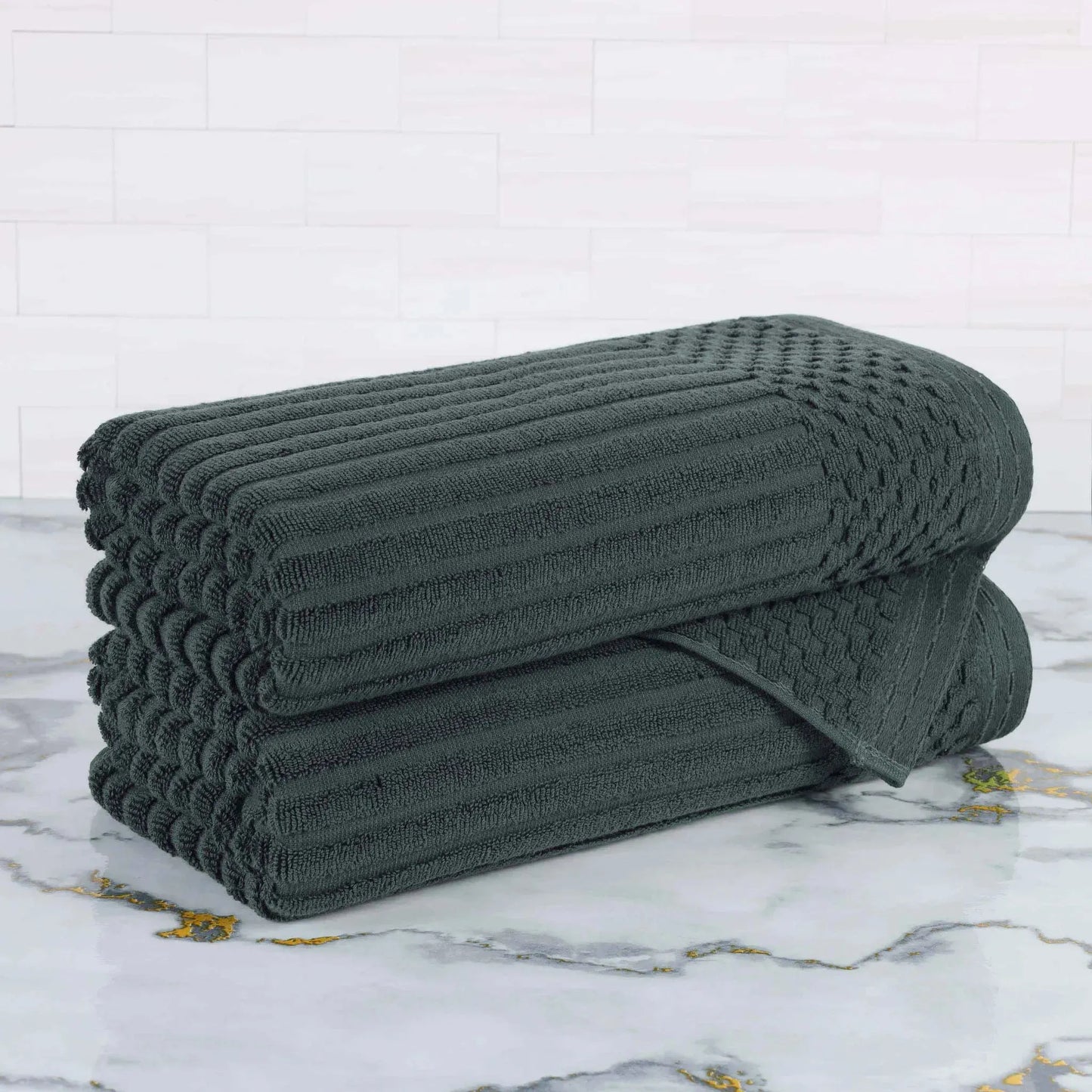 Soho Ribbed Textured Cotton Ultra-Absorbent Bath Towel Set