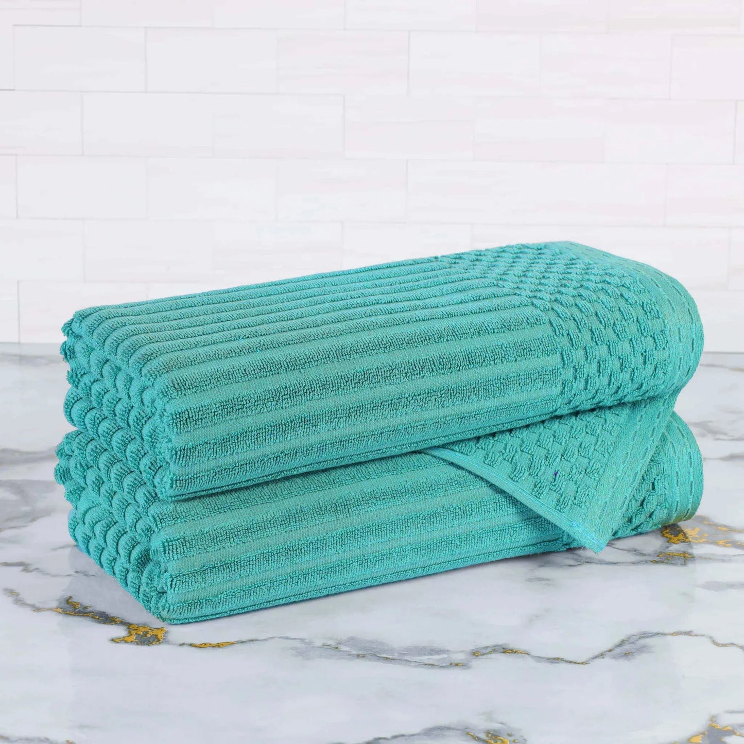 Soho Ribbed Textured Cotton Ultra-Absorbent Bath Towel Set