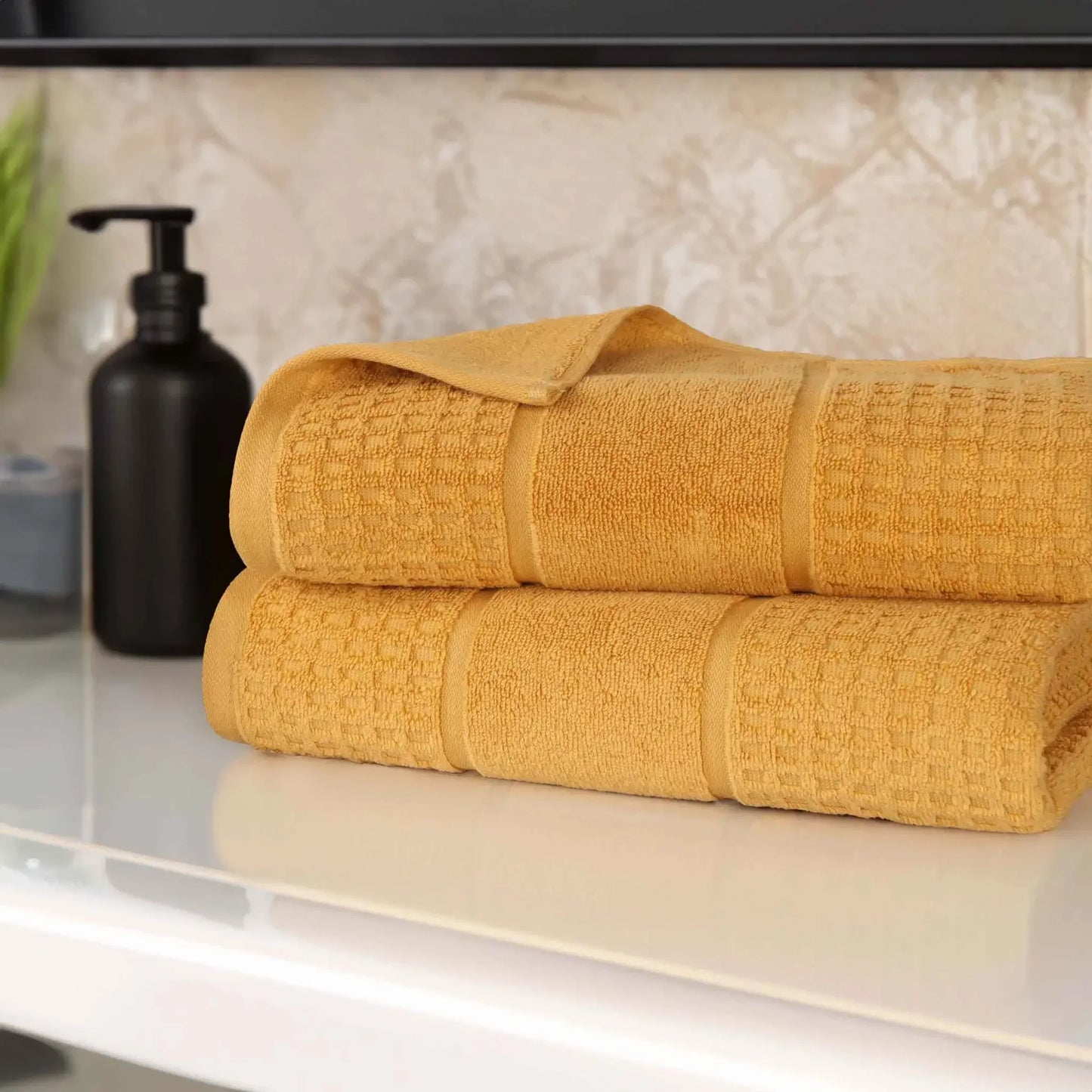 Napa Zero Twist Cotton Solid Waffle Honeycomb Bath Sheet Set of 2