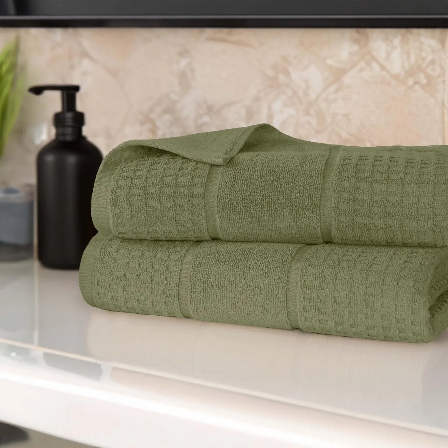 Napa Zero Twist Cotton Solid Waffle Honeycomb Bath Sheet Set of 2