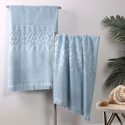 Rolla Cotton Geometric Jacquard Plush Absorbent Bath Sheet Set of 2