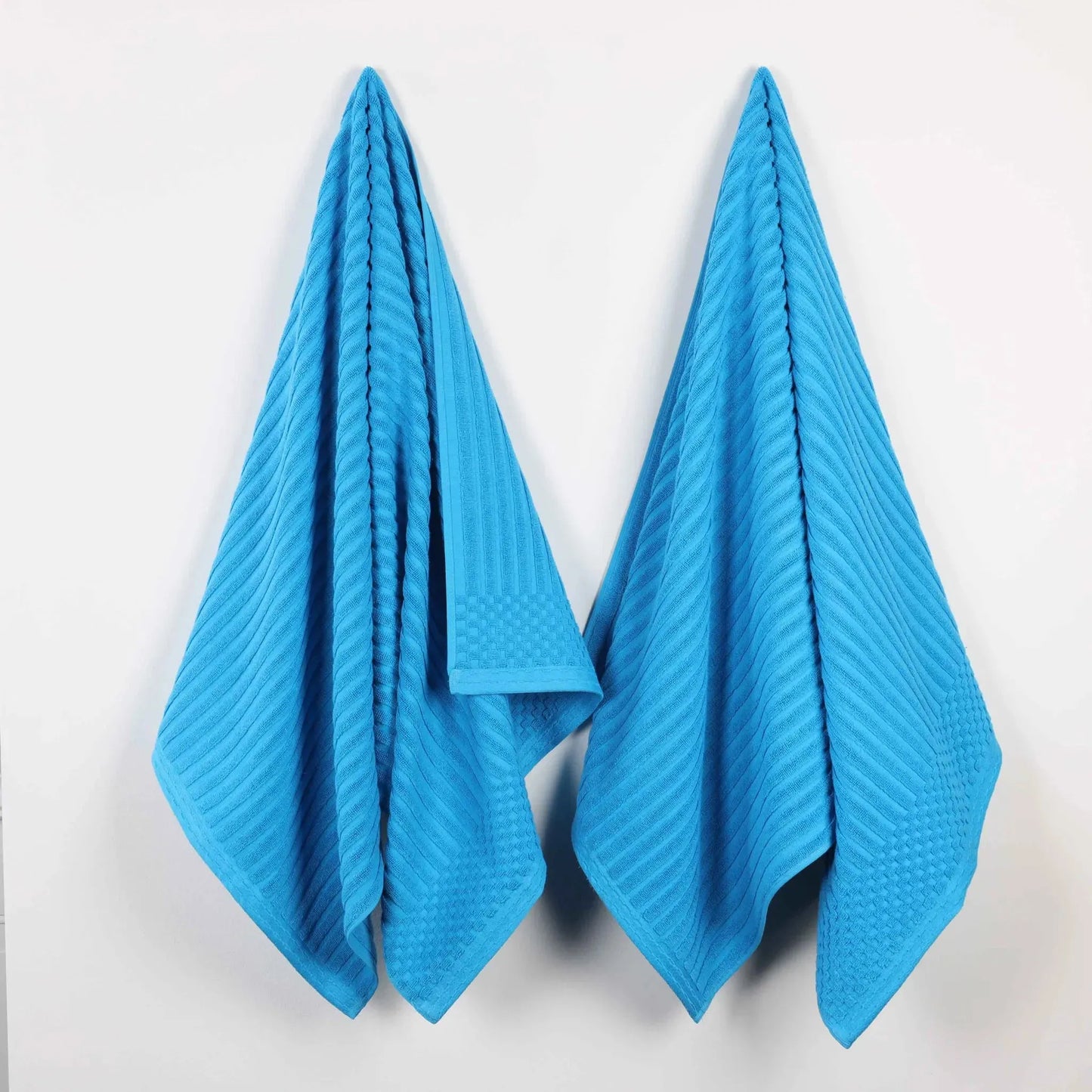 Ribbed Textured Cotton 2 Piece Bath Sheet Towel Set