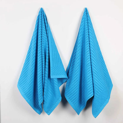 Ribbed Textured Cotton 2 Piece Bath Sheet Towel Set