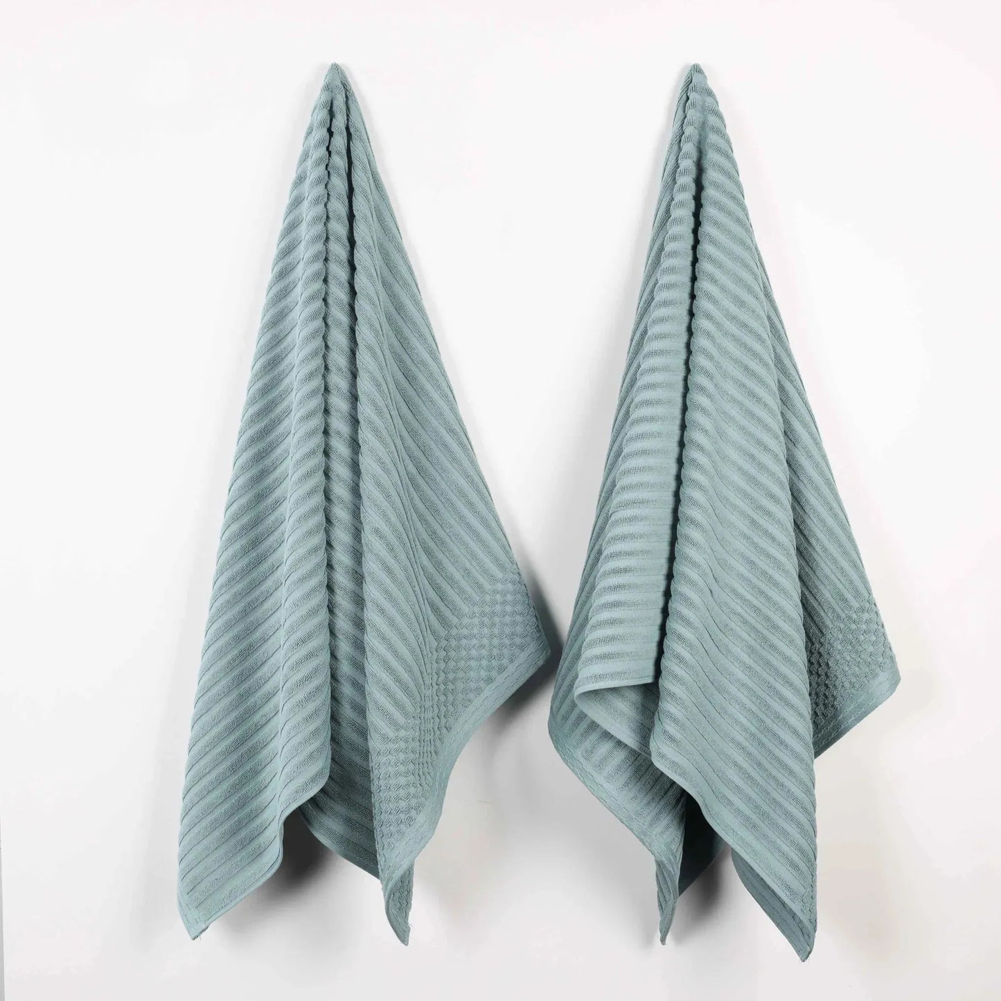 Ribbed Textured Cotton 2 Piece Bath Sheet Towel Set