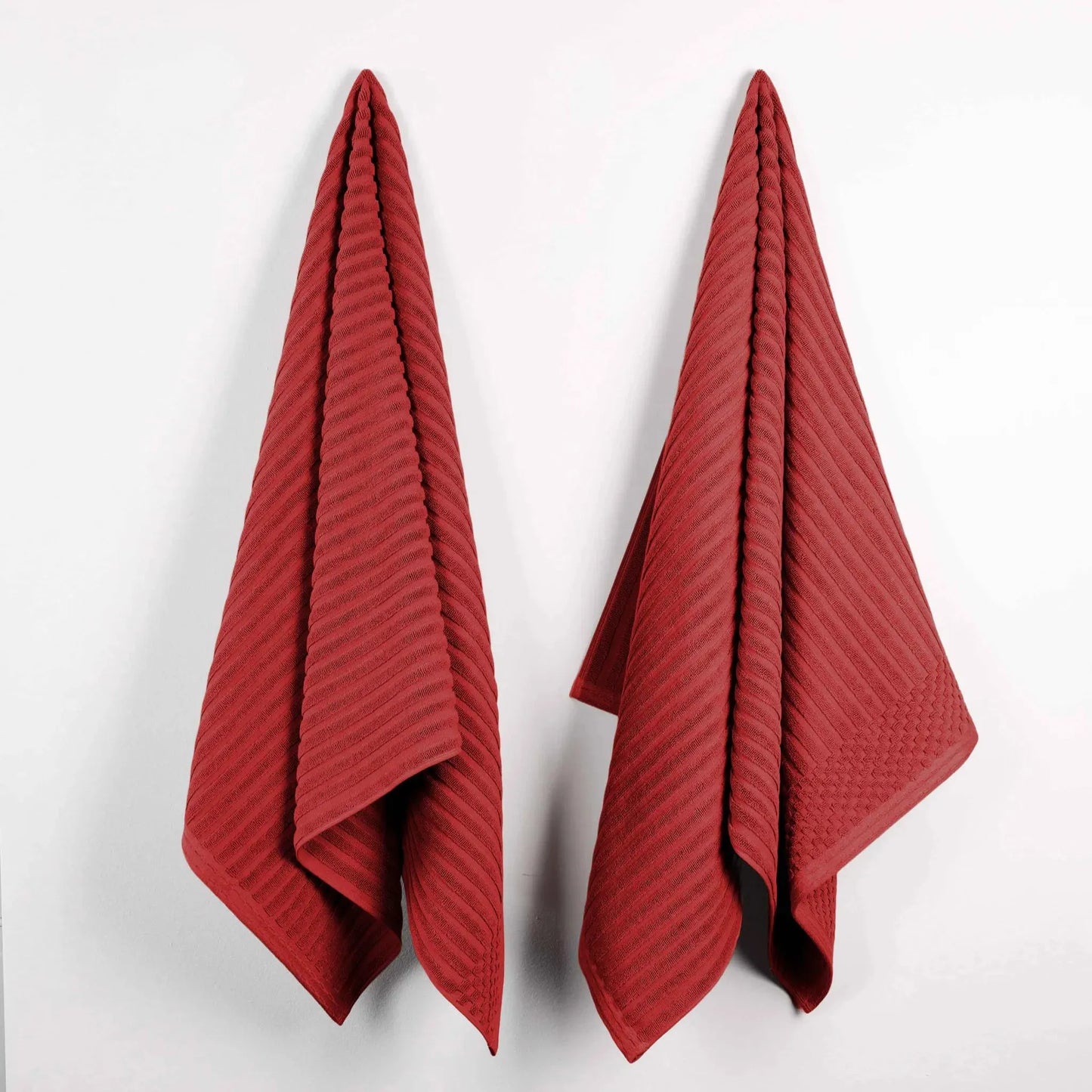 Ribbed Textured Cotton 2 Piece Bath Sheet Towel Set