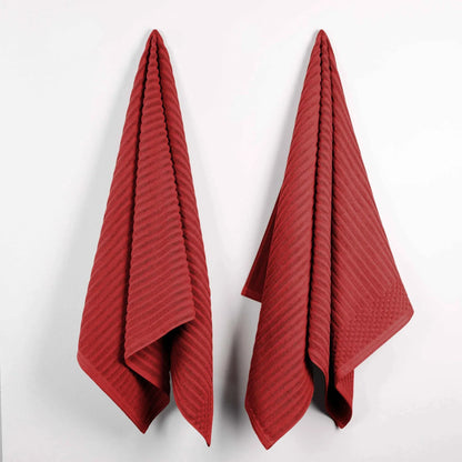 Ribbed Textured Cotton 2 Piece Bath Sheet Towel Set