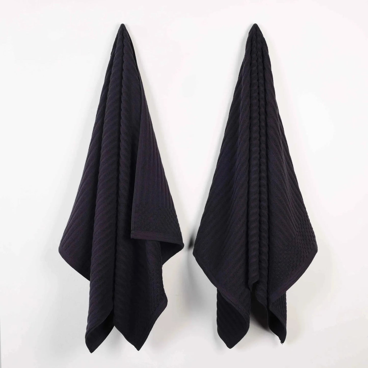Ribbed Textured Cotton 2 Piece Bath Sheet Towel Set