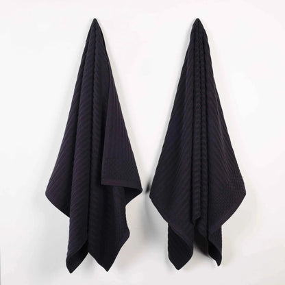 Ribbed Textured Cotton 2 Piece Bath Sheet Towel Set