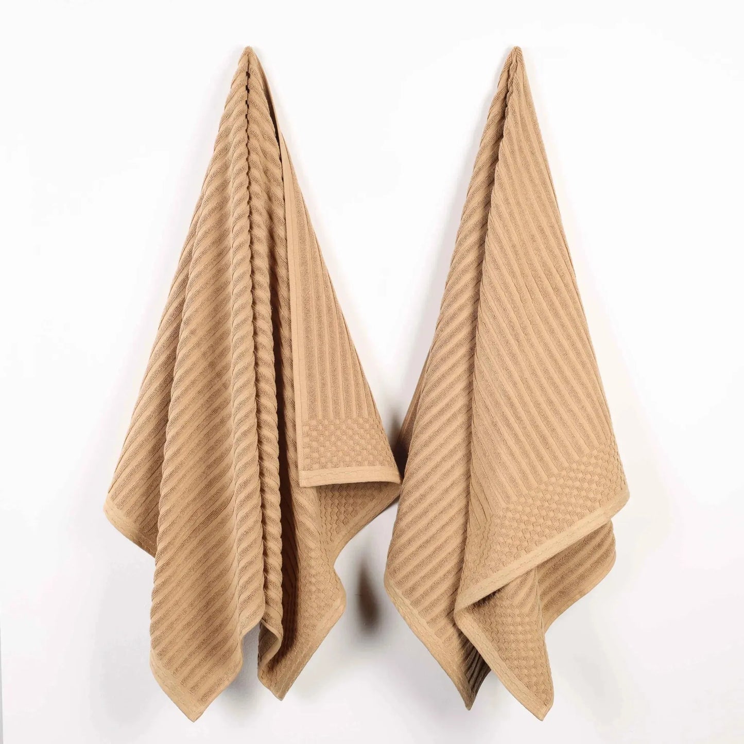 Ribbed Textured Cotton 2 Piece Bath Sheet Towel Set