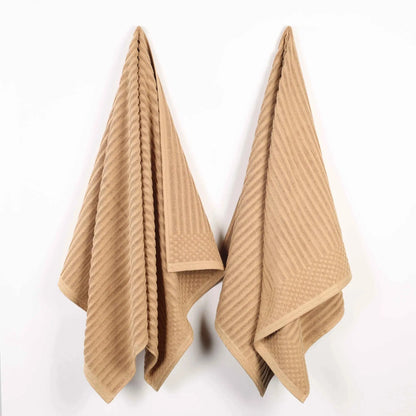 Ribbed Textured Cotton 2 Piece Bath Sheet Towel Set