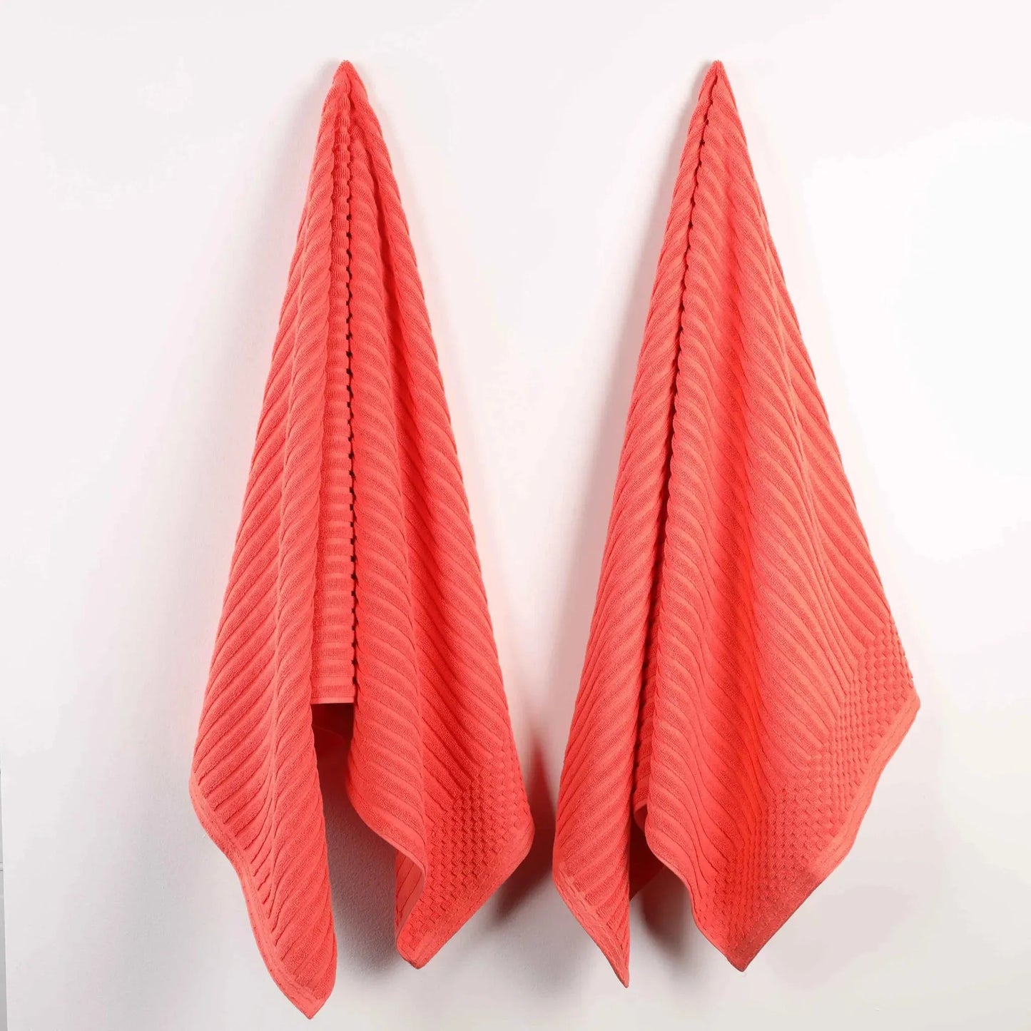 Ribbed Textured Cotton 2 Piece Bath Sheet Towel Set