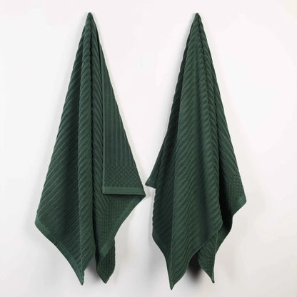 Ribbed Textured Cotton 2 Piece Bath Sheet Towel Set