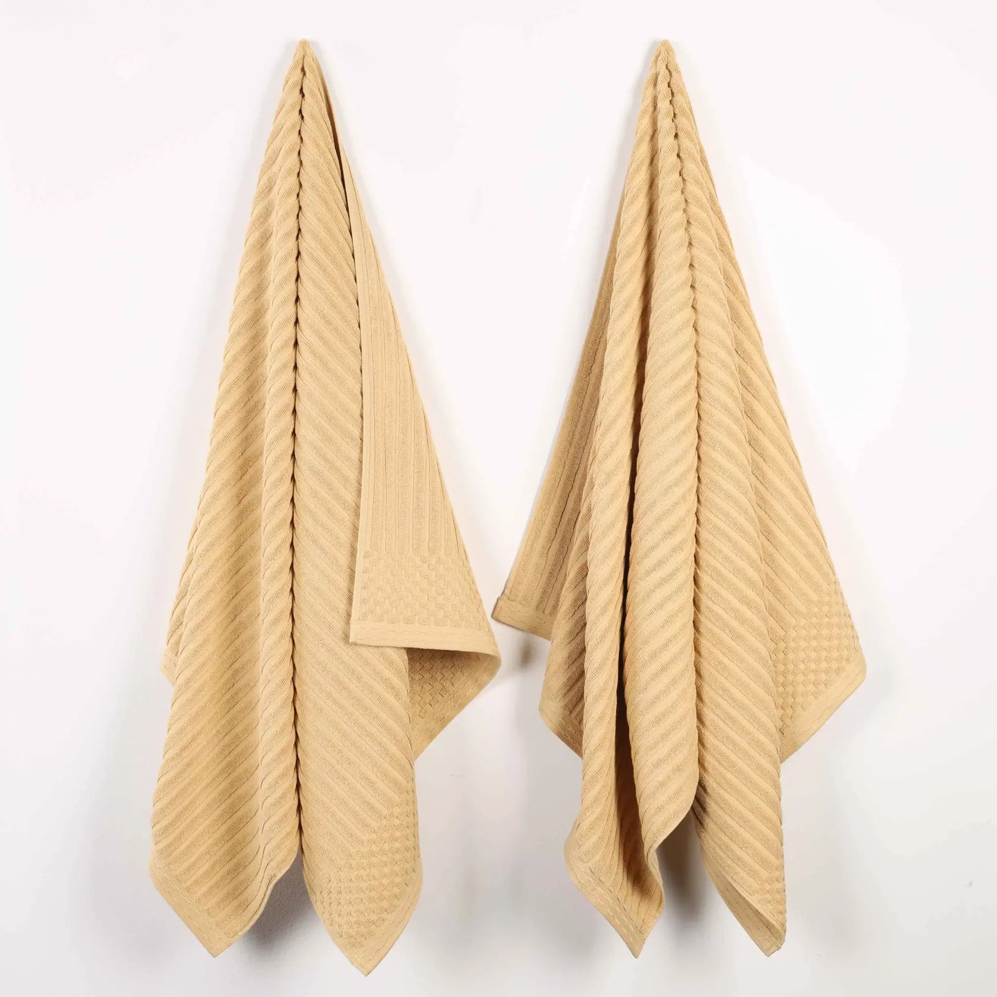 Ribbed Textured Cotton 2 Piece Bath Sheet Towel Set