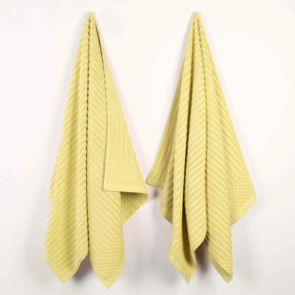 Ribbed Textured Cotton 2 Piece Bath Sheet Towel Set