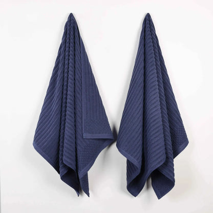 Ribbed Textured Cotton 2 Piece Bath Sheet Towel Set