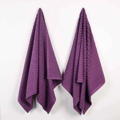 Ribbed Textured Cotton 2 Piece Bath Sheet Towel Set
