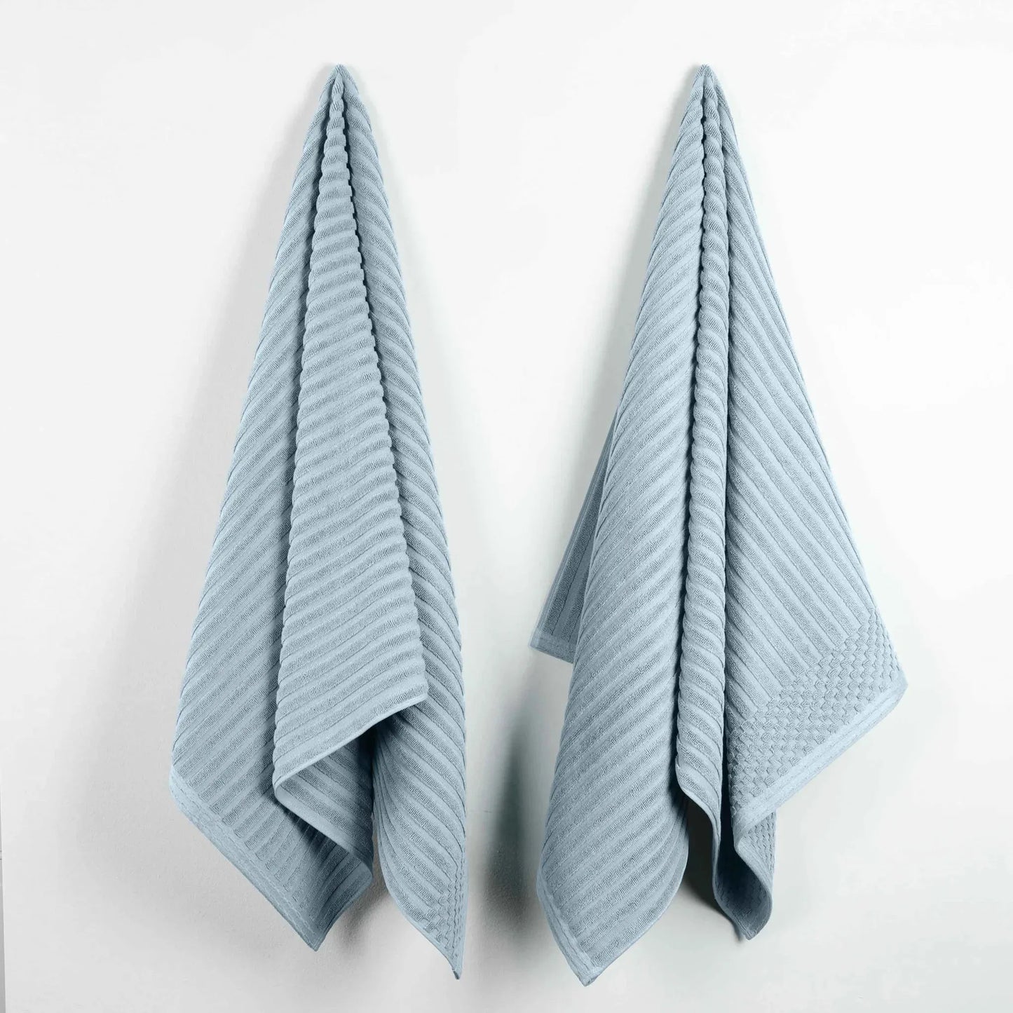 Ribbed Textured Cotton 2 Piece Bath Sheet Towel Set