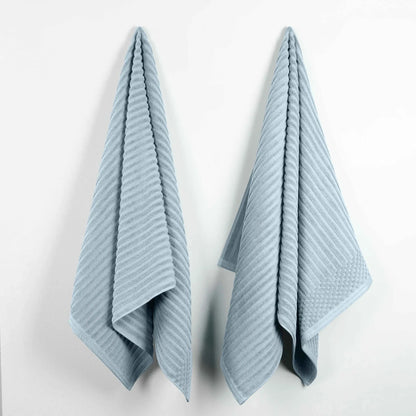 Ribbed Textured Cotton 2 Piece Bath Sheet Towel Set